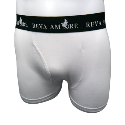 Stretch Activated White Bamboo Boxer Briefs for Men